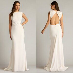 TADASHI SHOJI Tenney Maxi Evening Dress in White Size Medium